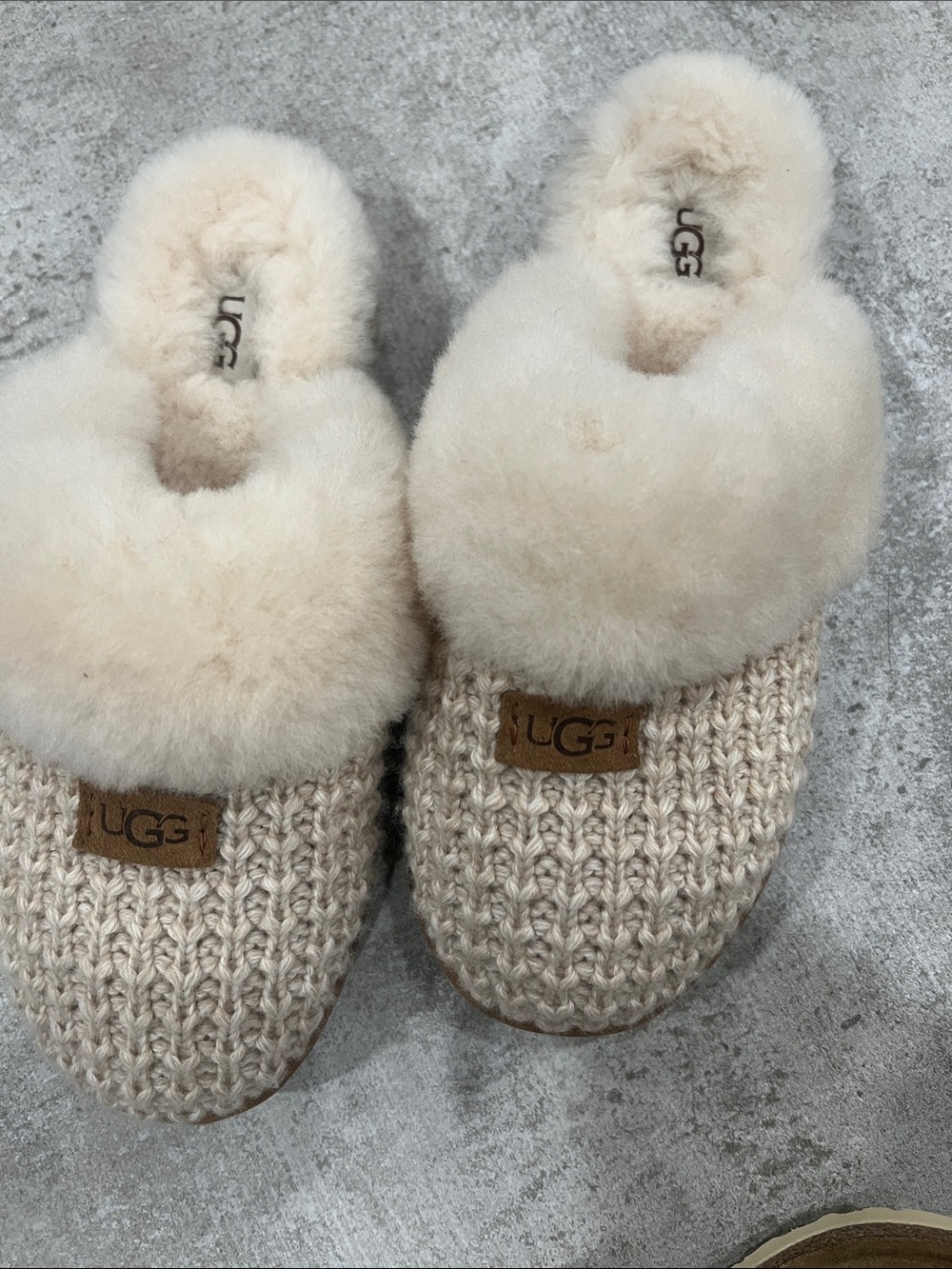 UGG Knit Shearling Clog Slippers in Cream